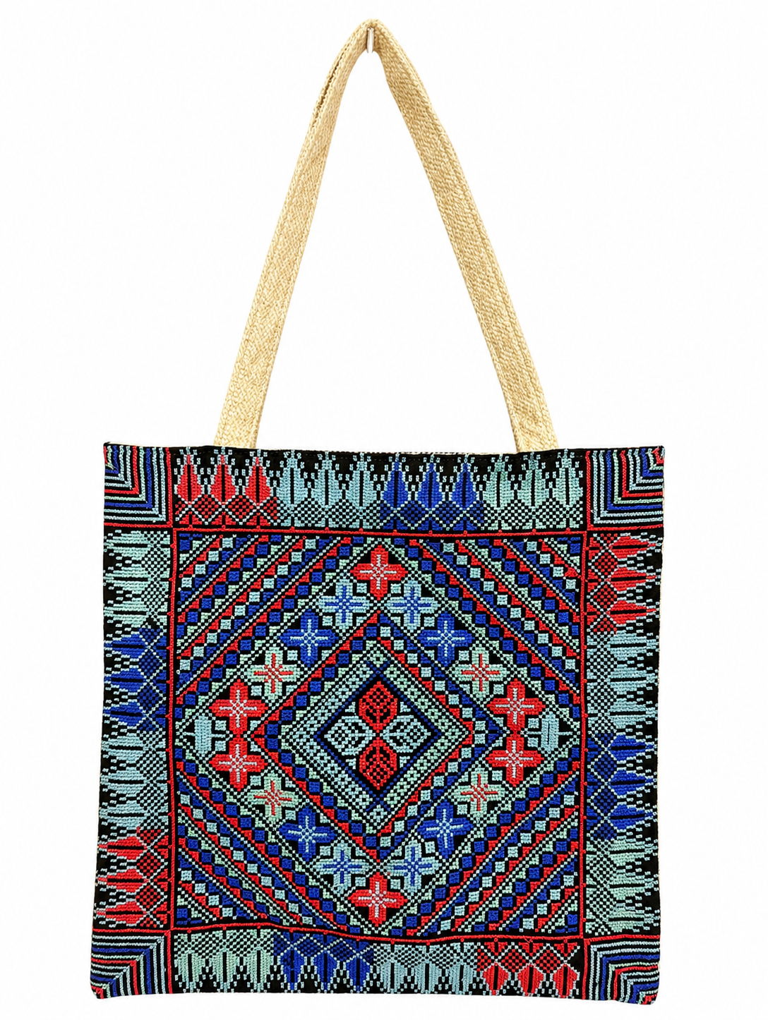 Tatreez Tote Bag - Blue Multicoloured 2