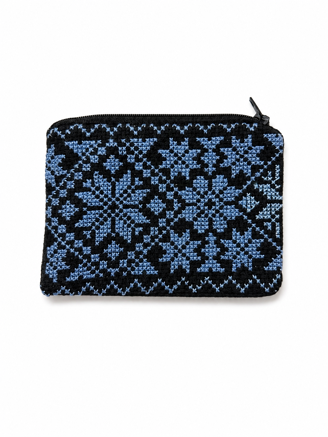 Hand Embroidered Coin Pouch - Blue