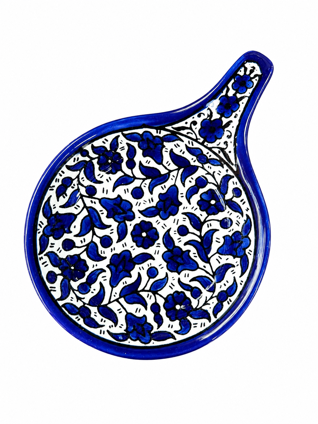 Ceramic Pan Plate with Handle - Blue Floral