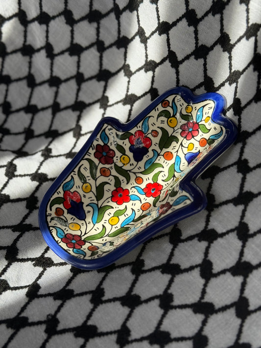 Ceramic Khamsa Plate - Classic Floral