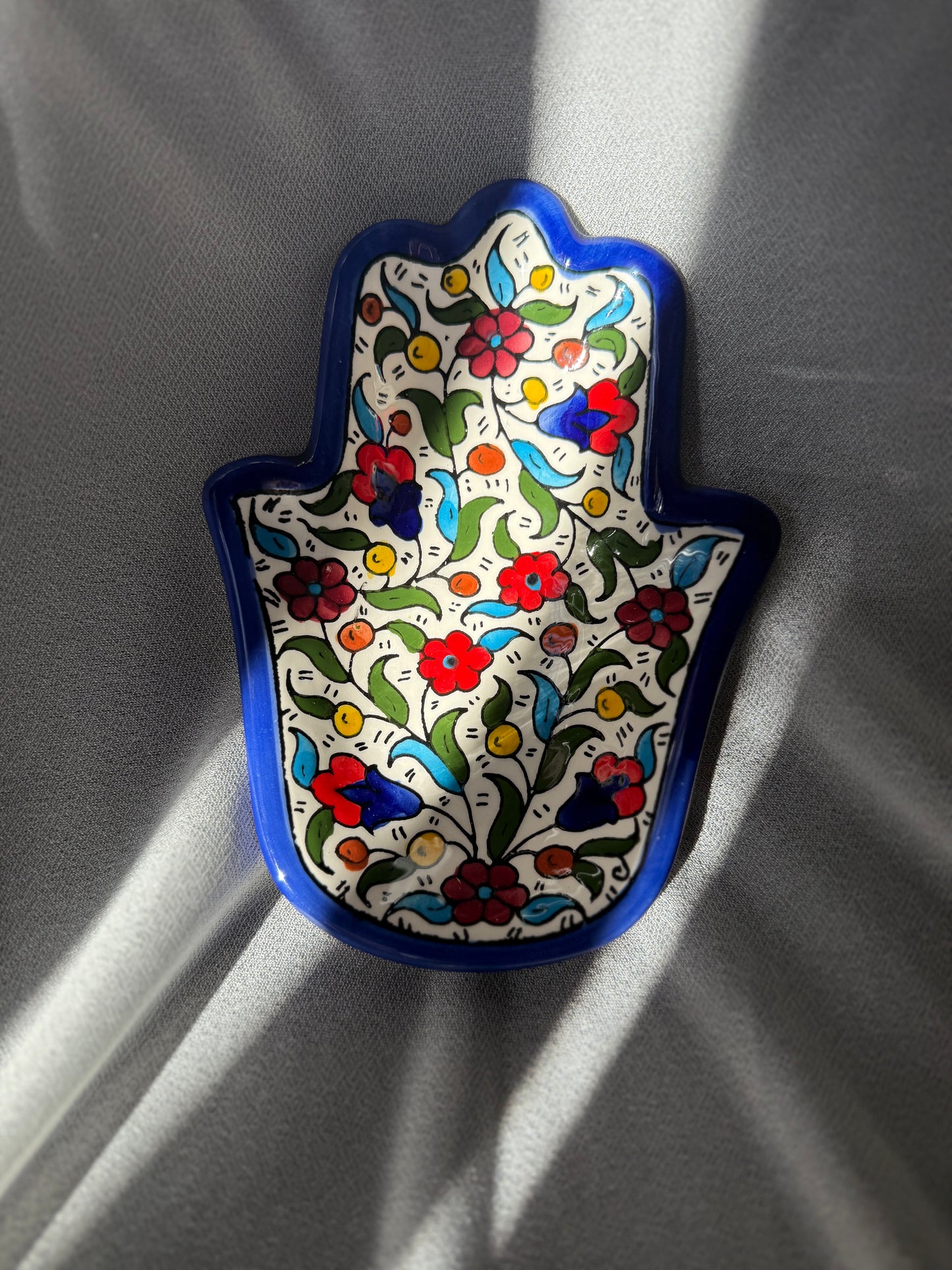 Ceramic Khamsa Plate - Classic Floral