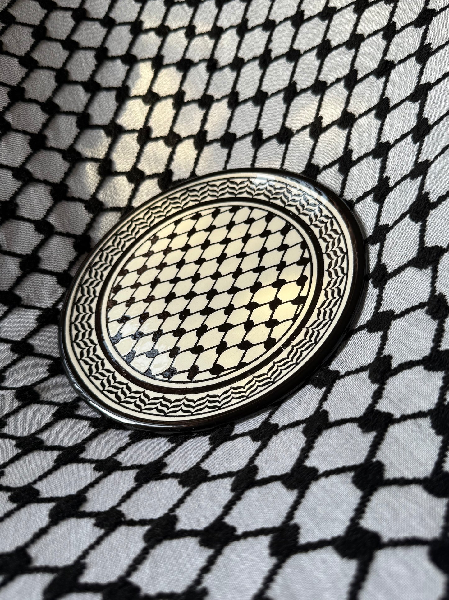 Ceramic Large Plate - Kuffiyeh