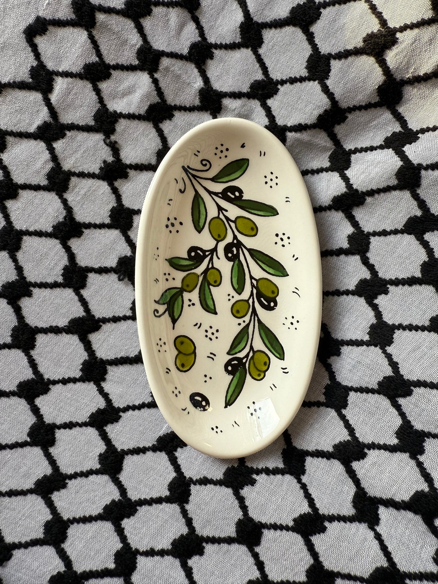 Ceramic Oval Plate - Olive