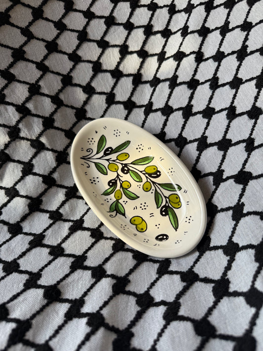 Ceramic Oval Plate - Olive