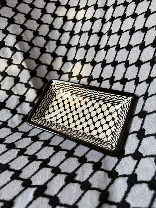 Ceramic Rectangular Plate - Kuffiyeh
