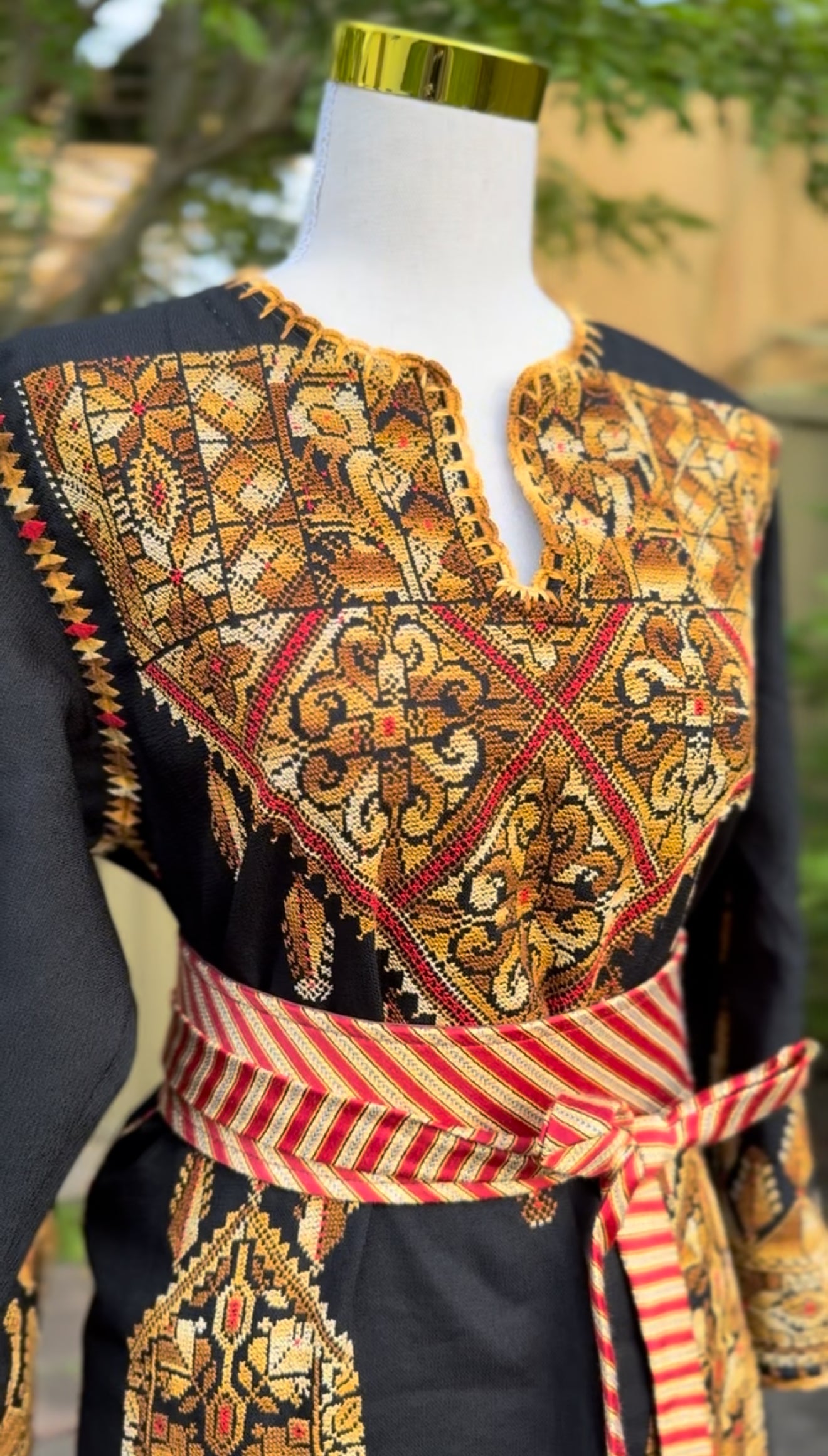 Hand Embroidered Brown and Gold Thobe