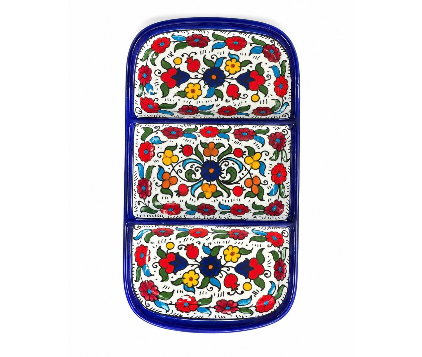 Ceramic Triple Serving Plate - Classic Floral