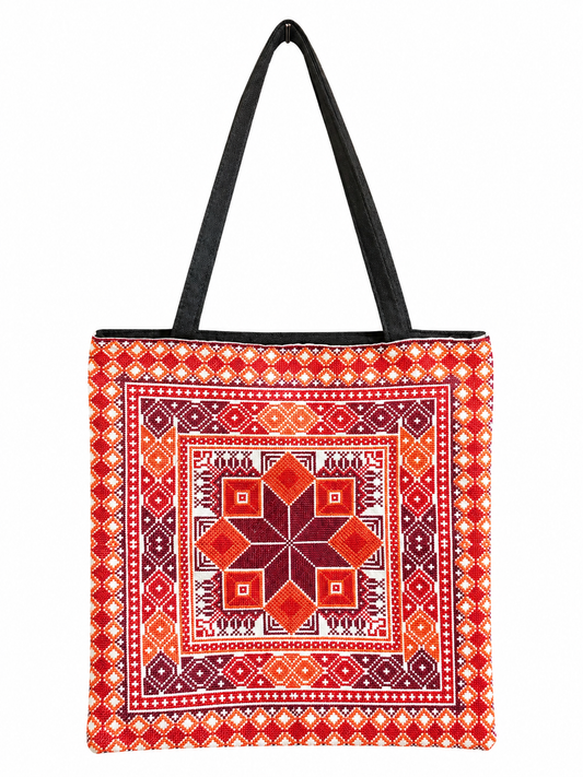 Tatreez Tote Bag - Red and Orange