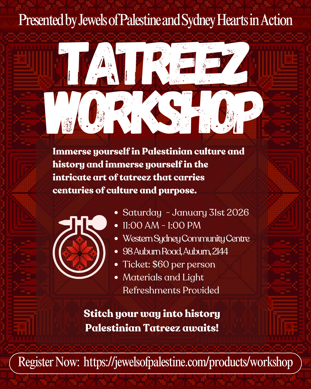 Tatreez Workshop - 31 January, 2026