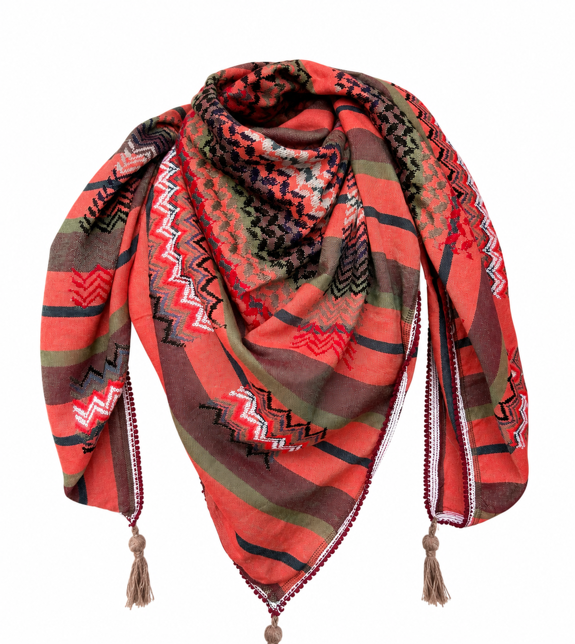 Multicoloured Kuffiyeh - Orange and Pink