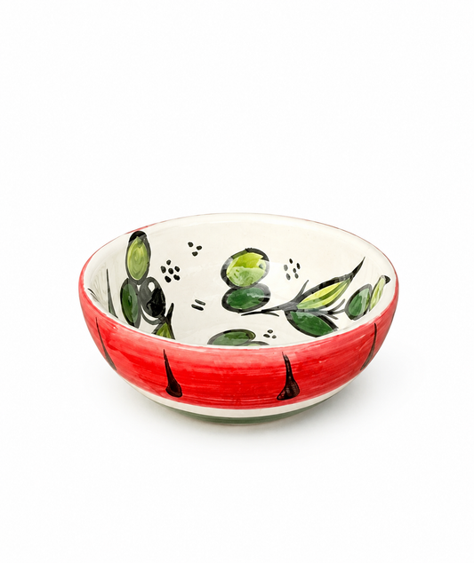 Ceramic Bowl - Watermelon and Olive