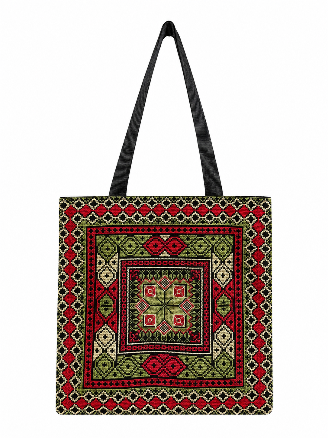 Tatreez Tote Bag - Green and Red