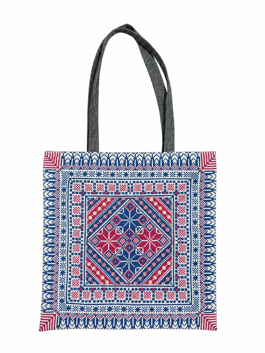 Tatreez Tote Bag - Blue and White