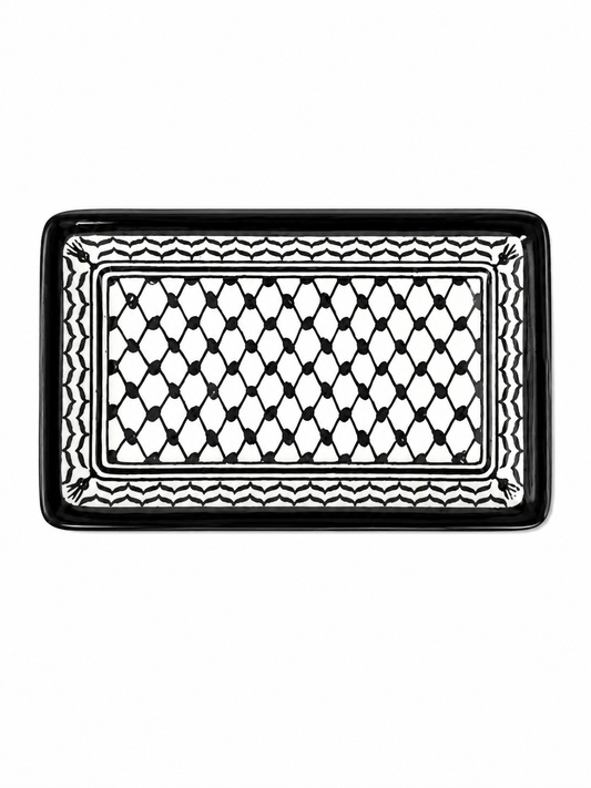 Ceramic Rectangular Plate - Kuffiyeh