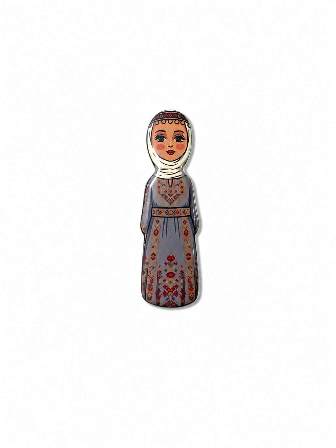 Palestinian Woman Magnet - Grey