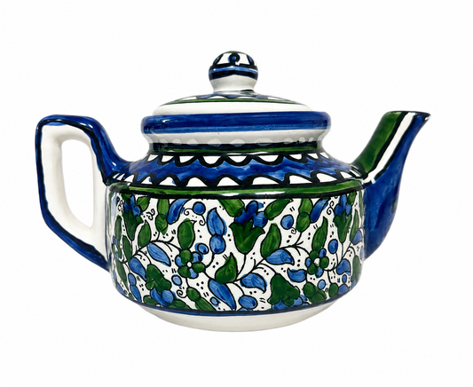 Ceramic Teapot - Blue and Green Floral
