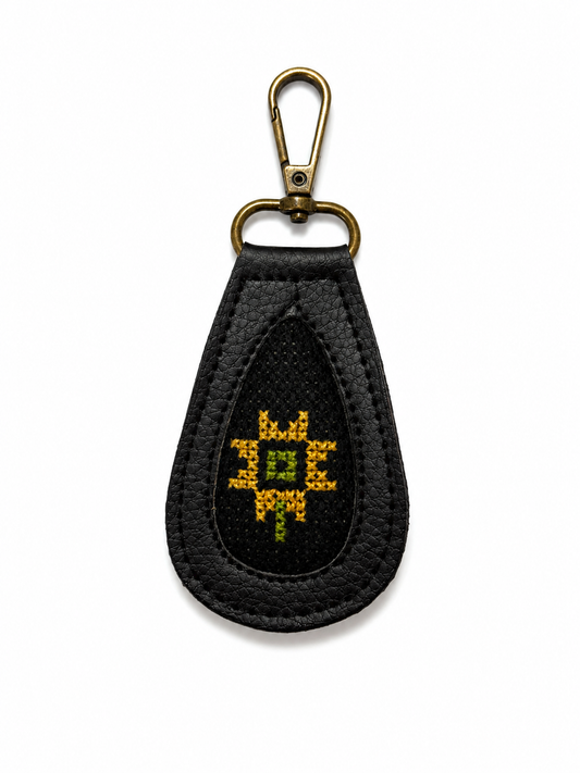 Hand Embroidered Keyring - Sunflower