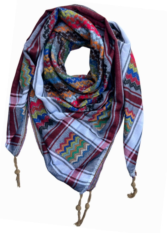Grey Multicoloured Kuffiyeh