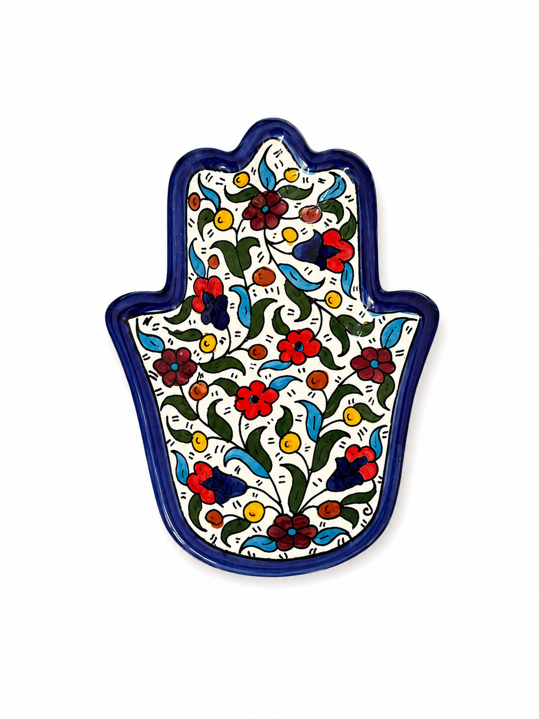 Ceramic Khamsa Plate - Classic Floral