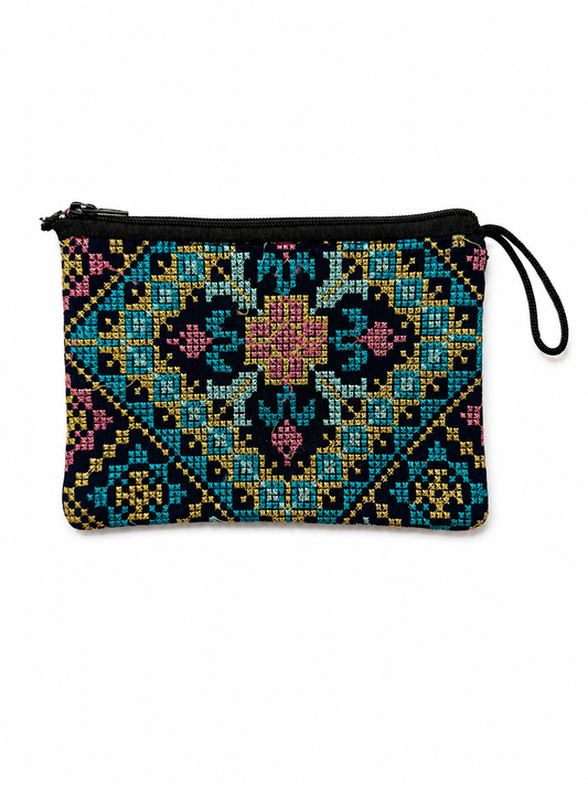 Tatreez Coin Pouch - Blue Multicoloured
