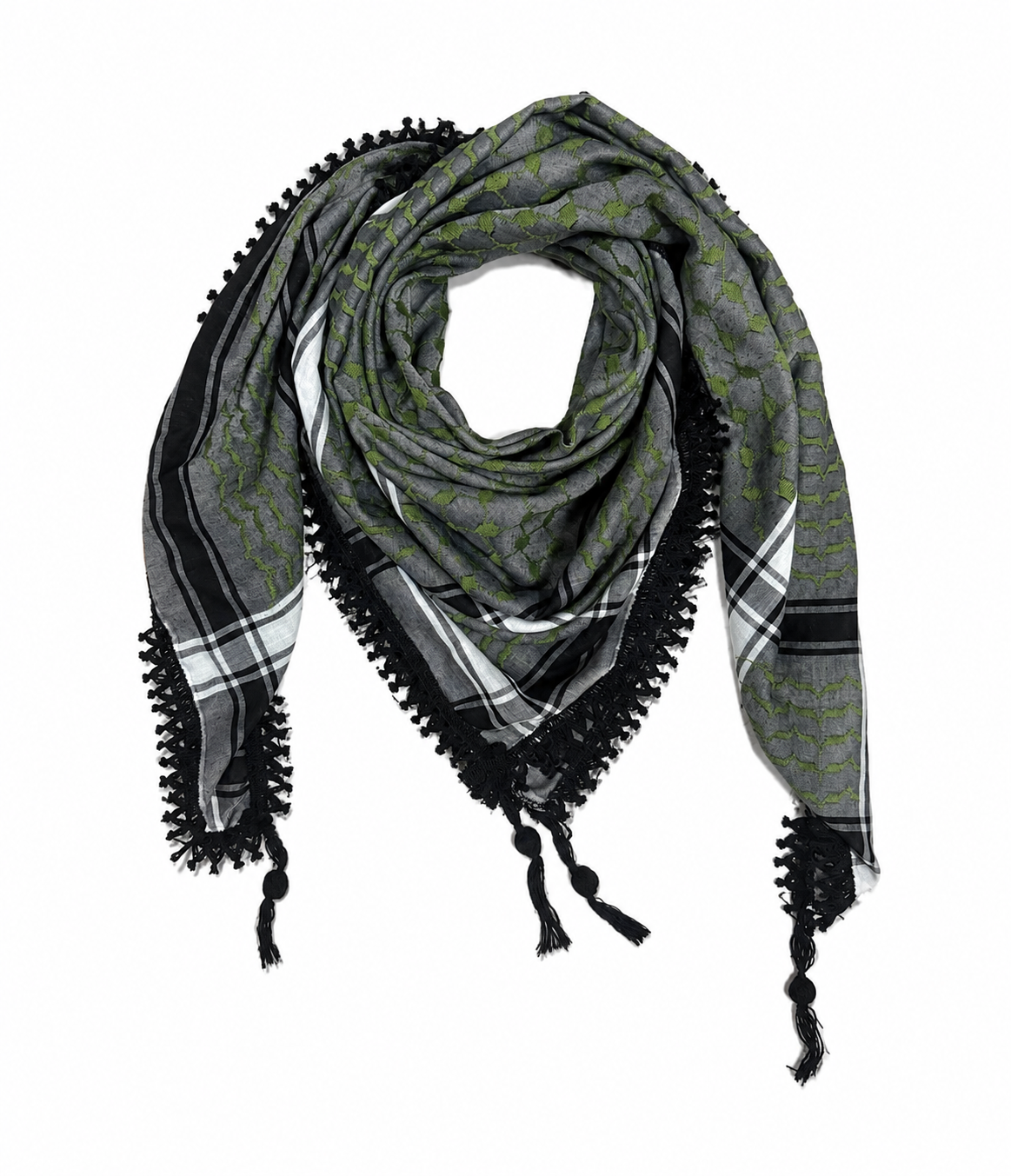 Grey and Green Kuffiyeh
