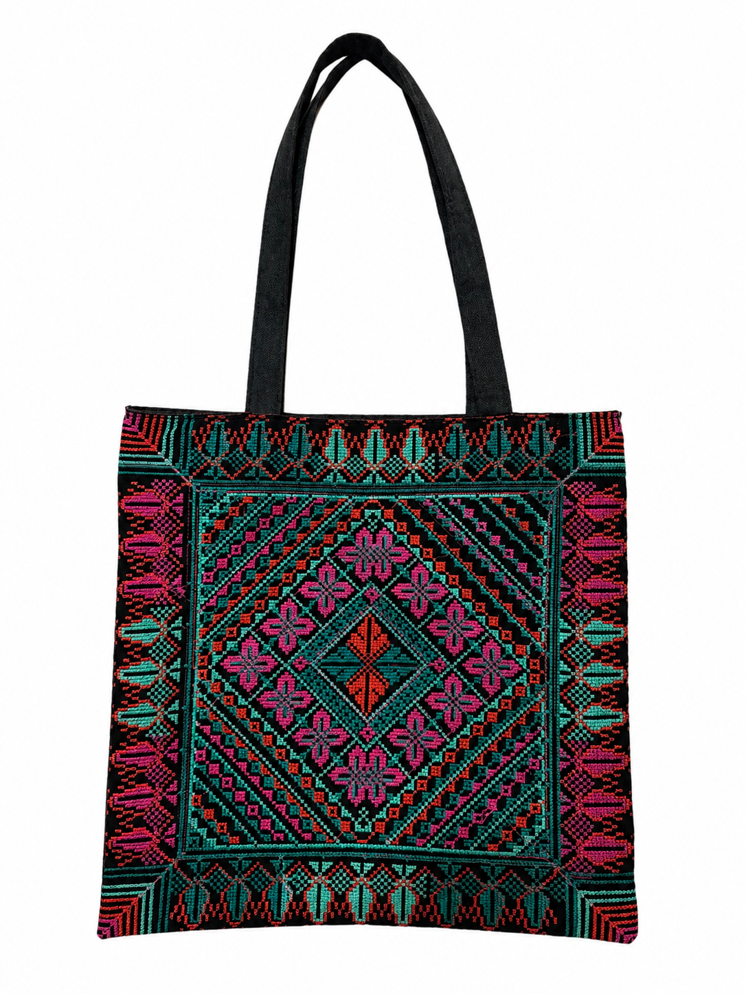 Tatreez Tote Bag - Blue and Pink