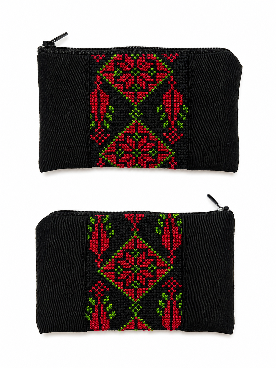 Hand Embroidered Coin Pouch - Red