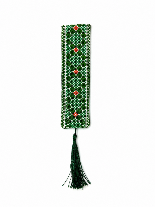 Hand Embroidered Bookmark - Green