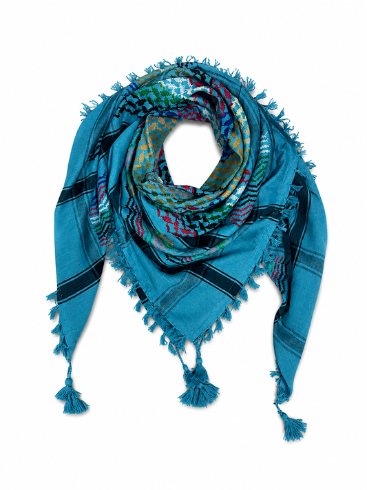 Blue Multicoloured Kuffiyeh
