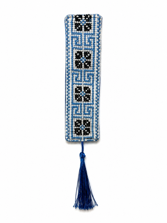Hand Embroidered Bookmark - Blue 1