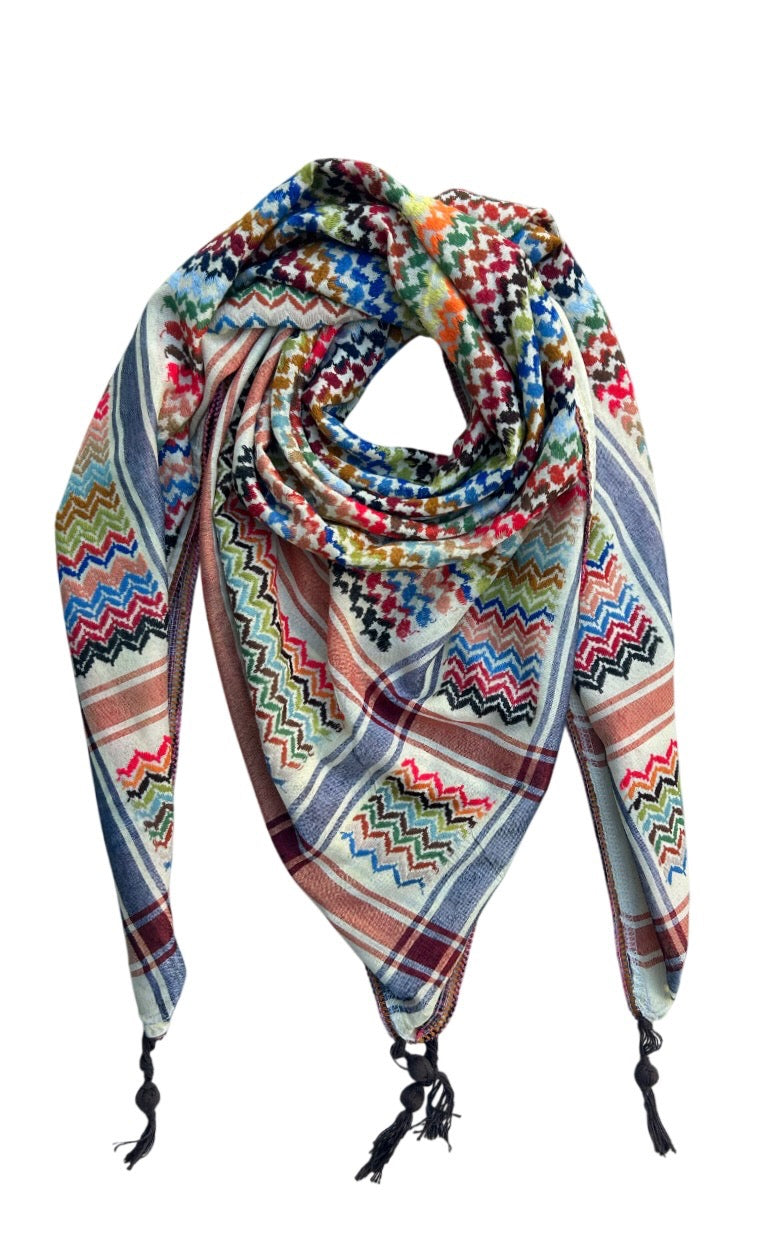 Neutral Multicoloured Kuffiyeh