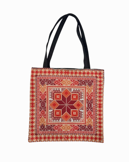 Tatreez Tote Bag - Red and Orange