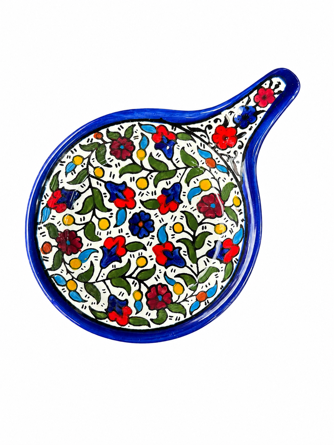 Ceramic Pan Plate with Handle - Classic Floral