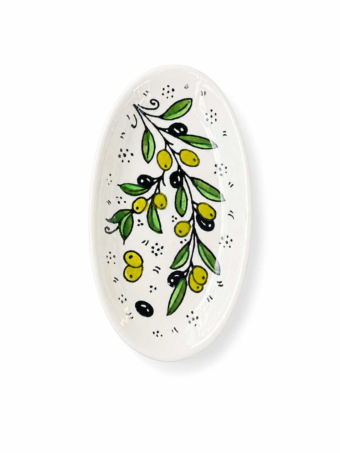 Ceramic Oval Plate - Olive