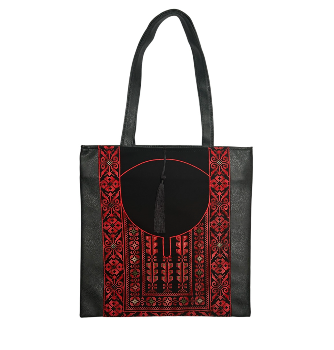 Leather Tatreez Tote Bag