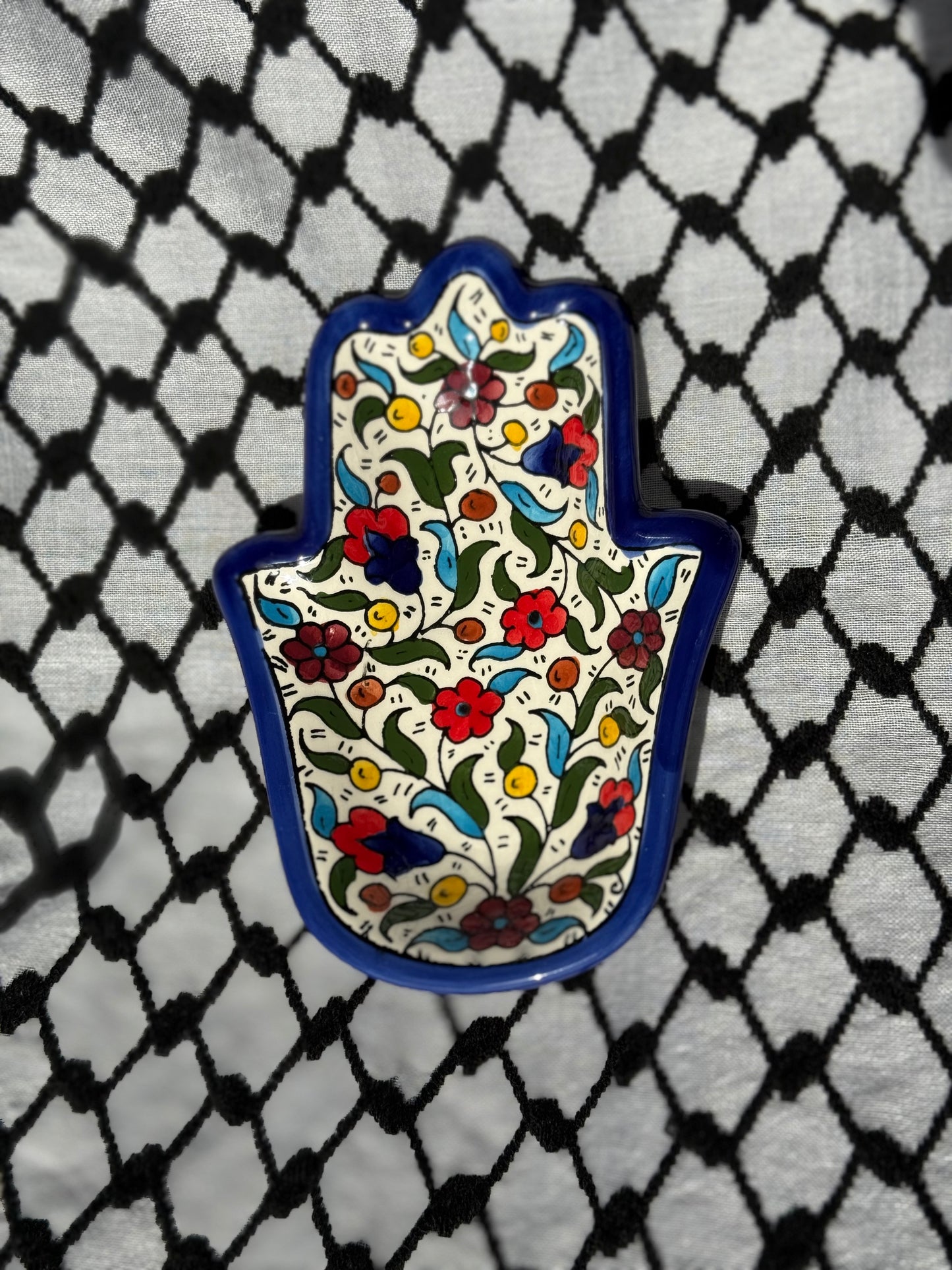 Ceramic Khamsa Plate - Classic Floral