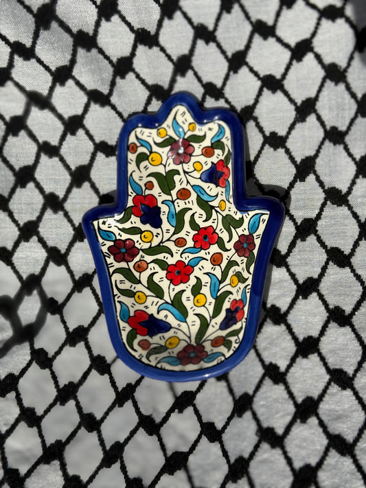 Ceramic Khamsa Plate - Classic Floral