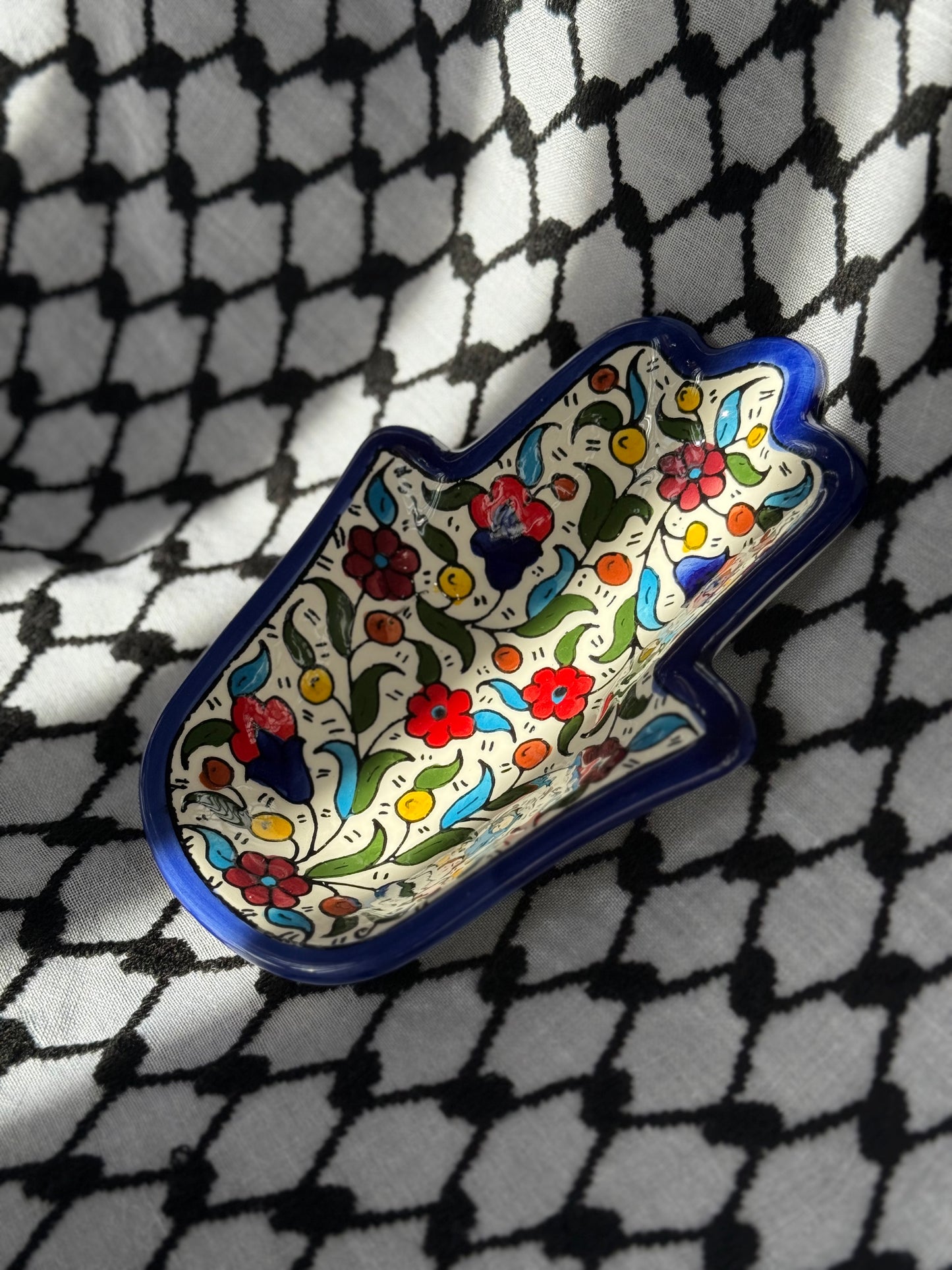 Ceramic Khamsa Plate - Classic Floral