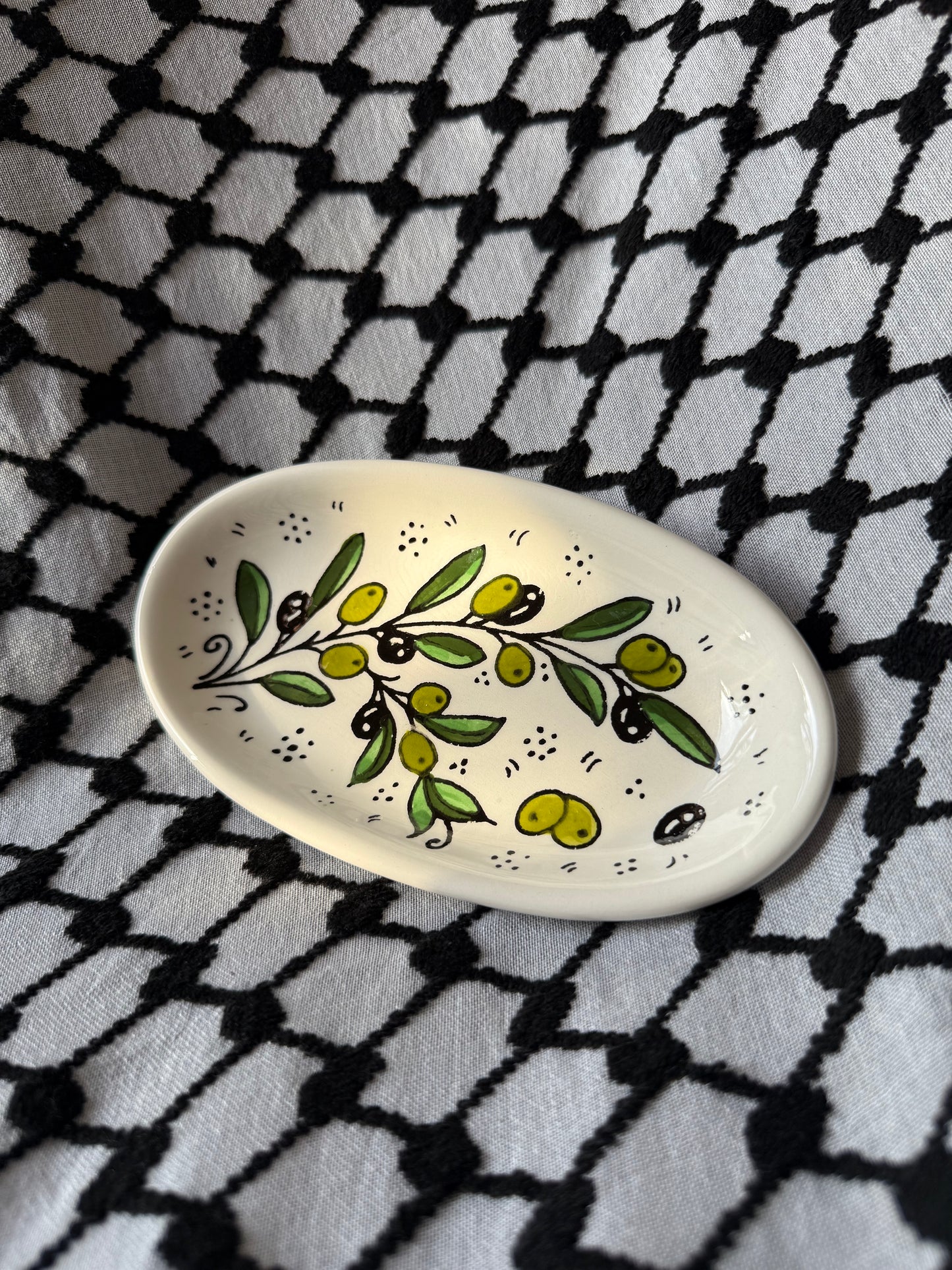 Ceramic Oval Plate - Olive
