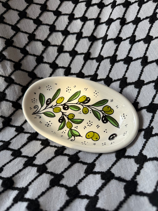 Ceramic Oval Plate - Olive
