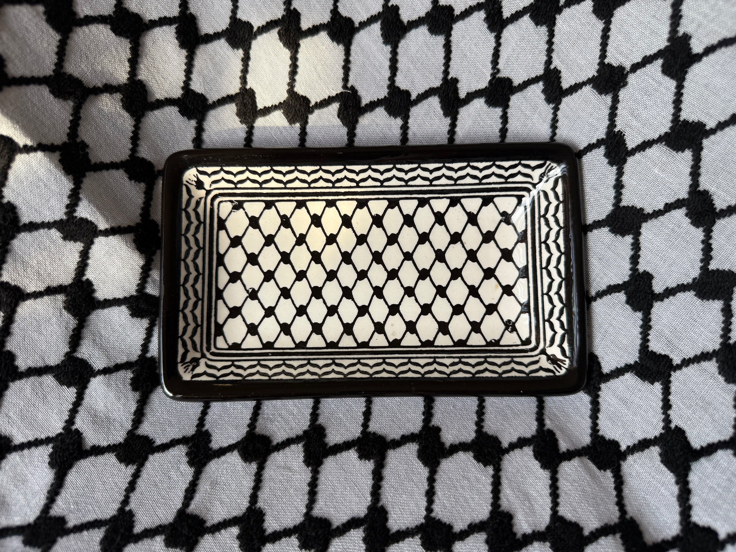 Ceramic Rectangular Plate - Kuffiyeh