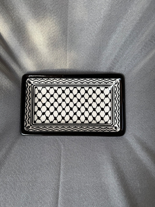 Ceramic Rectangular Plate - Kuffiyeh