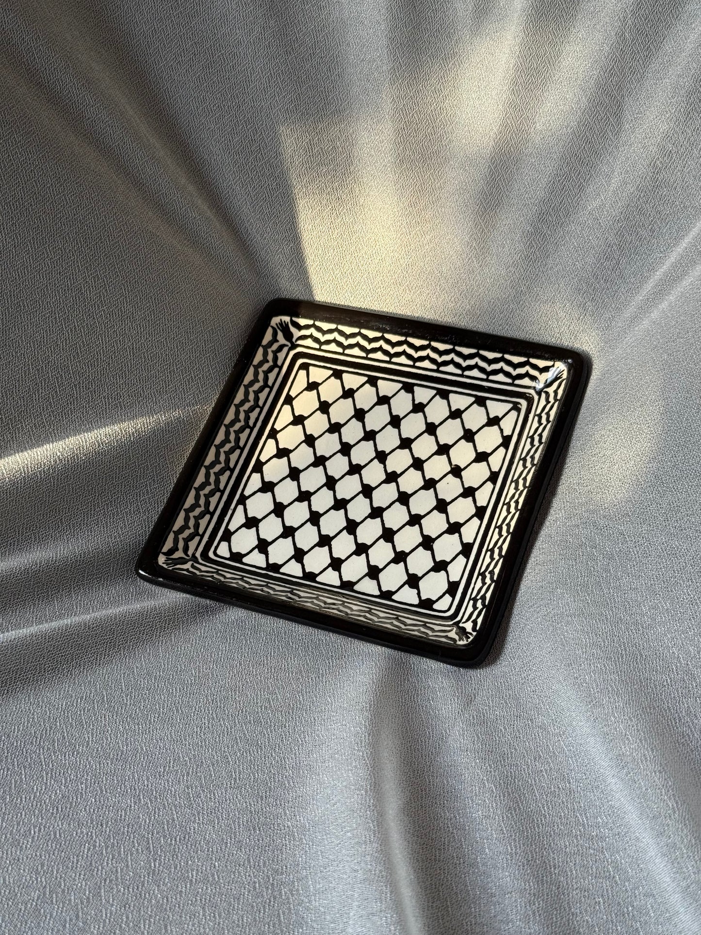 Ceramic Square Plate - Kuffiyeh