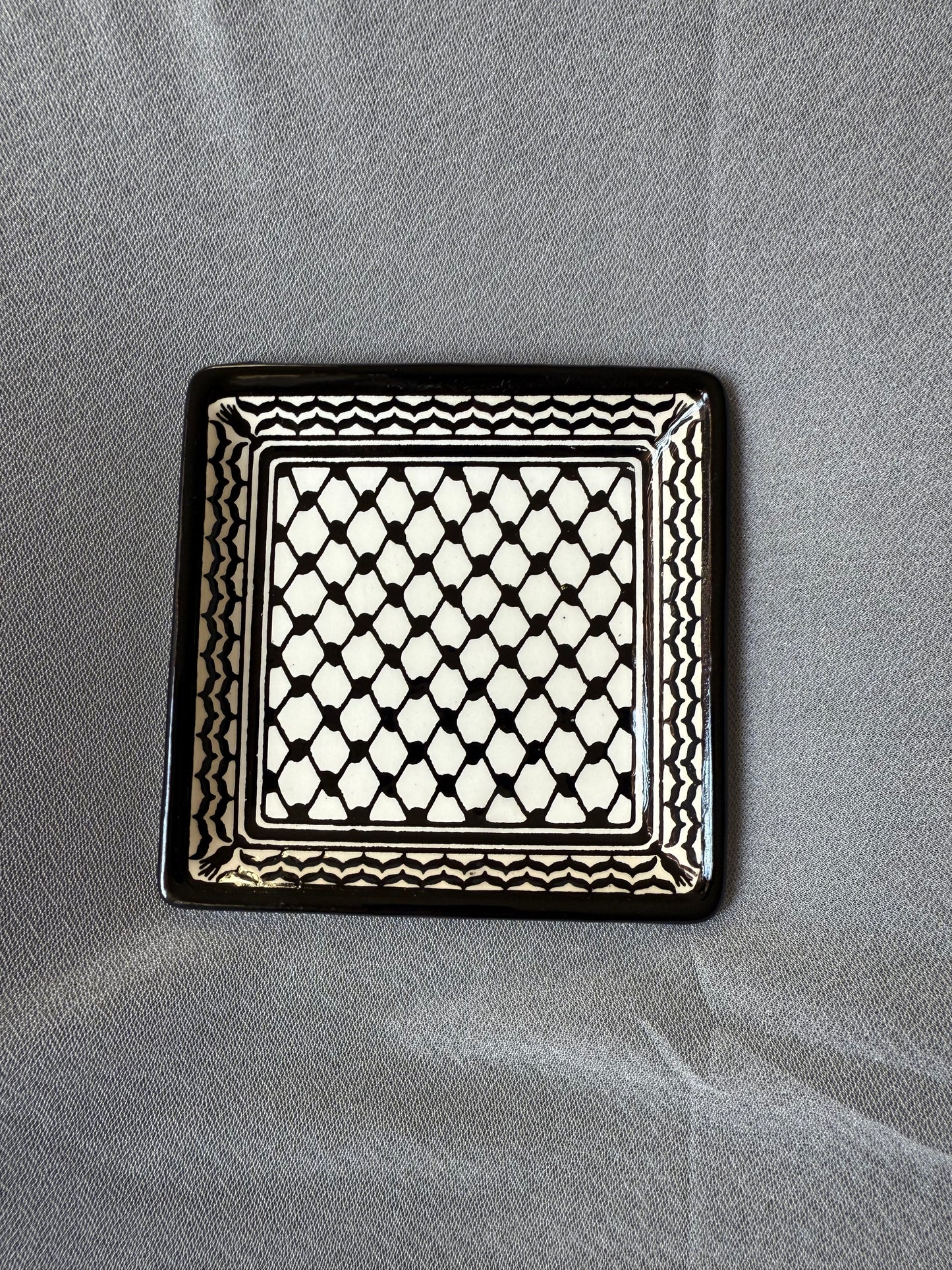 Ceramic Square Plate - Kuffiyeh