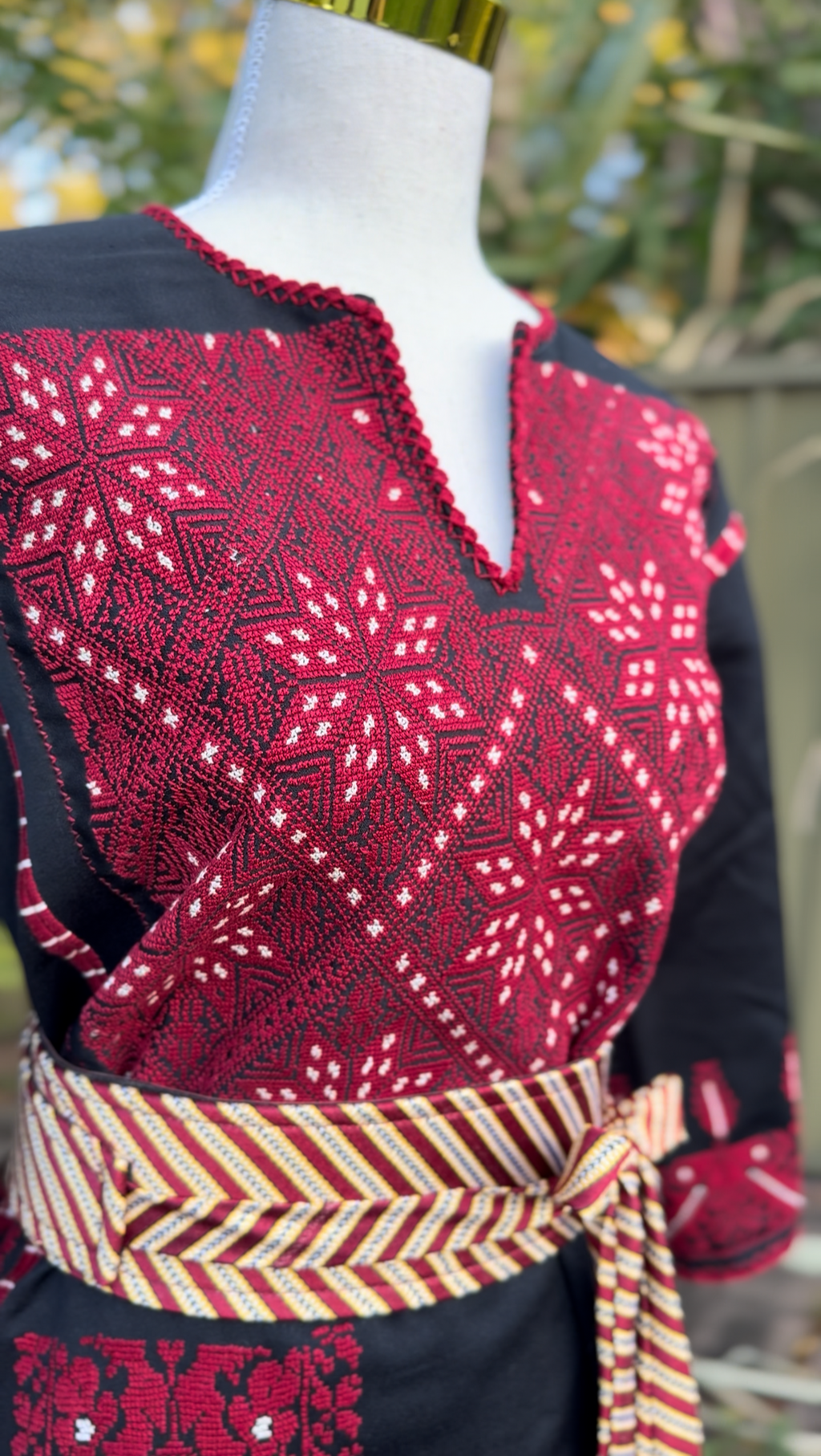 Hand Embroidered Red Gaza Thobe