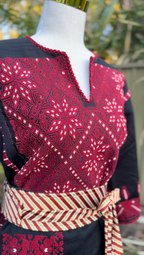 Hand Embroidered Red Gaza Thobe
