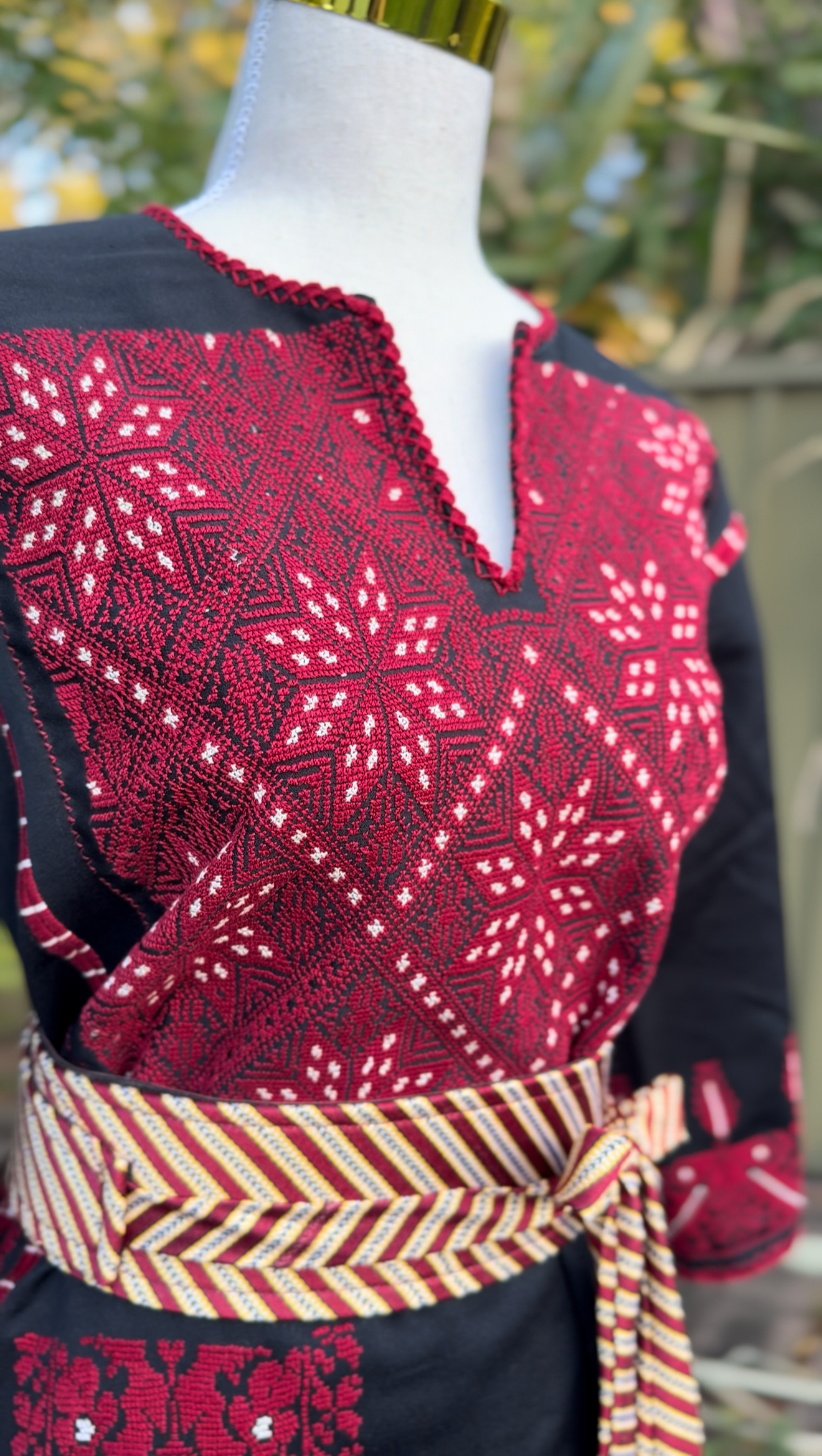 Hand Embroidered Red Gaza Thobe