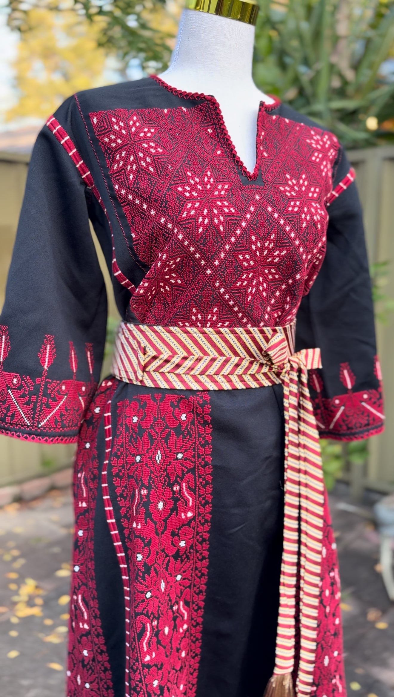 Hand Embroidered Red Gaza Thobe