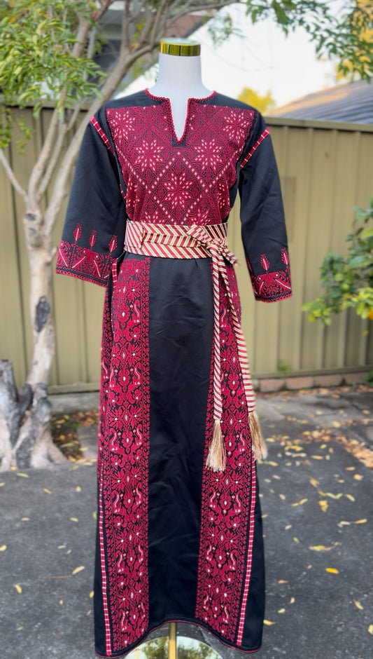 Hand Embroidered Red Gaza Thobe