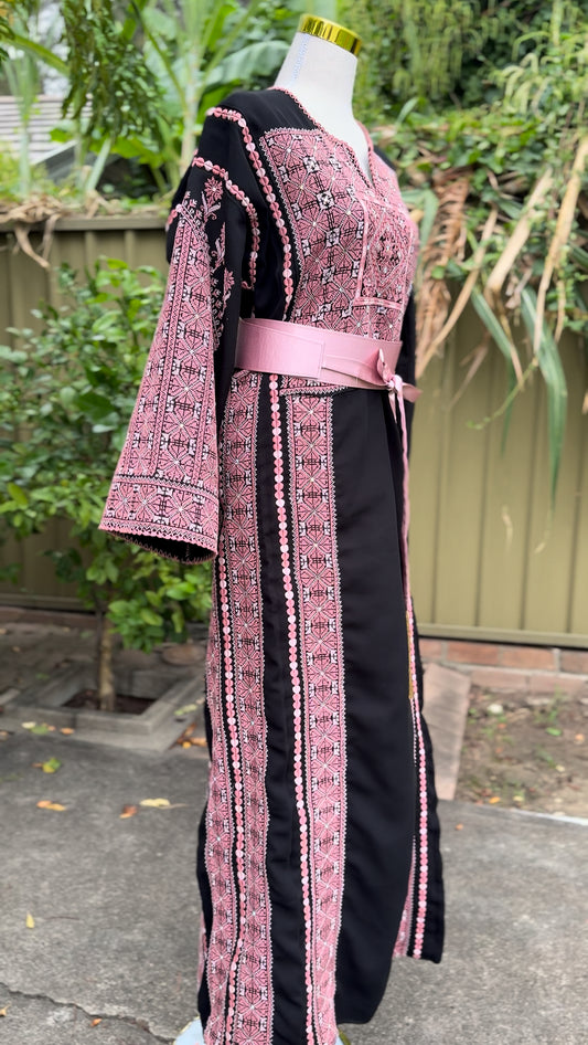 Ramallah Hand Embroidered Pink Thobe
